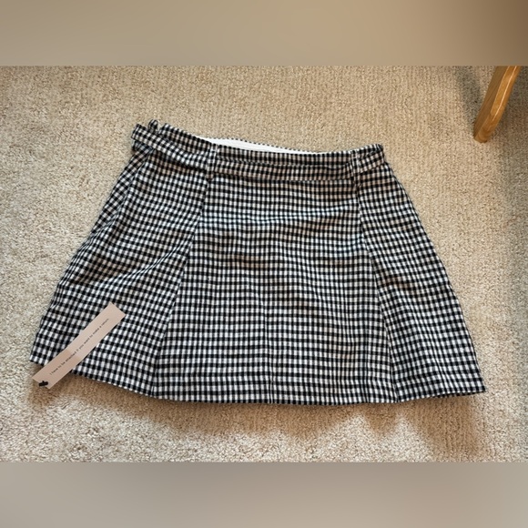 NWT Reformation Rory Linen Belt Buckle Mini Skirt Remy Check Gingham Plaid 0 - Picture 4 of 9